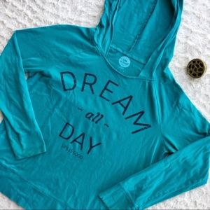 Life is Good Hoodie size Large aqua marine blue